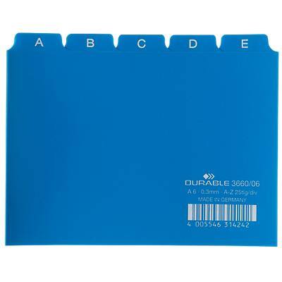 Fiches index alphabétique DURABLE A-Z Bleu 14,8 x 10,5 cm 25 Unités
