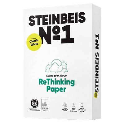 Papier Steinbeis A3 Recyclé 80 g/m² Lisse Ultra blanc 500 Feuilles