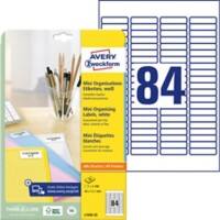 Étiquettes AVERY Zweckform Mini L7656 adhésif A4 Blanc 46 x 11.1 mm 25 Feuilles de 84 Étiquettes