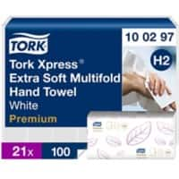 Tork Premium Handdoek H2 M-vouw Wit 2-laags 100297 21 Stuks à 100 Vellen