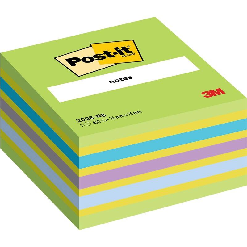 Cube Post-it 76 x 76 mm Couleurs fluo Vert-Bleu 450 Feuilles