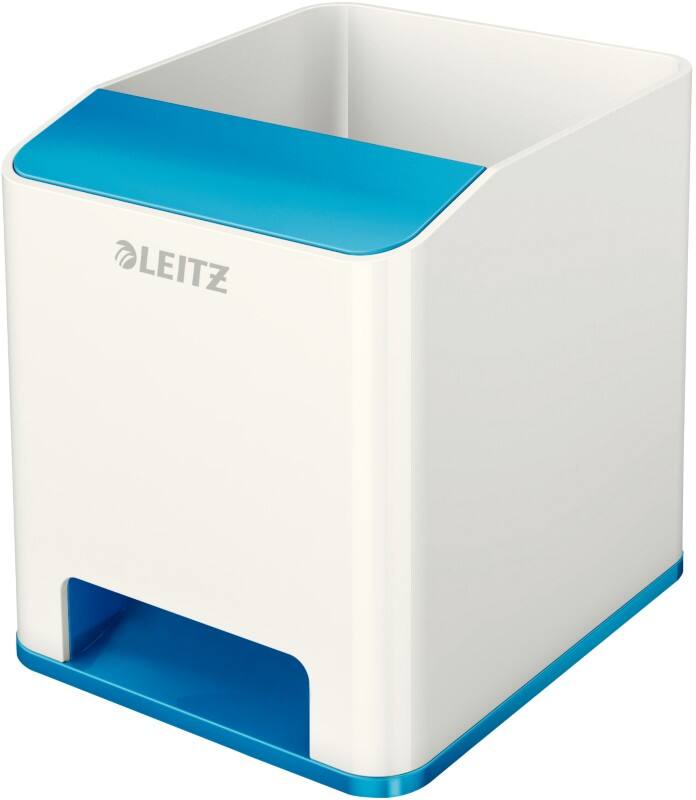 Leitz WOW Sound Pennenbakje Duokleur Wit, Blauw 9 x 10 x 10,1 cm