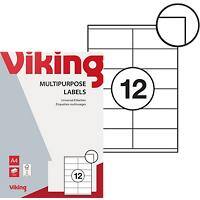 Viking Multifunctionele etiketten 3312054 Zelfklevend Wit 96,5 x 42,3 mm 100 Vellen à 12 Etiketten