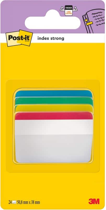 Index - marques pages Post-it Strong Assortiment 6 x 4 unités