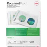 Pochette de plastification Document GBC A4 Brillant 75 microns (2 x 75) Transparent 100 Unités