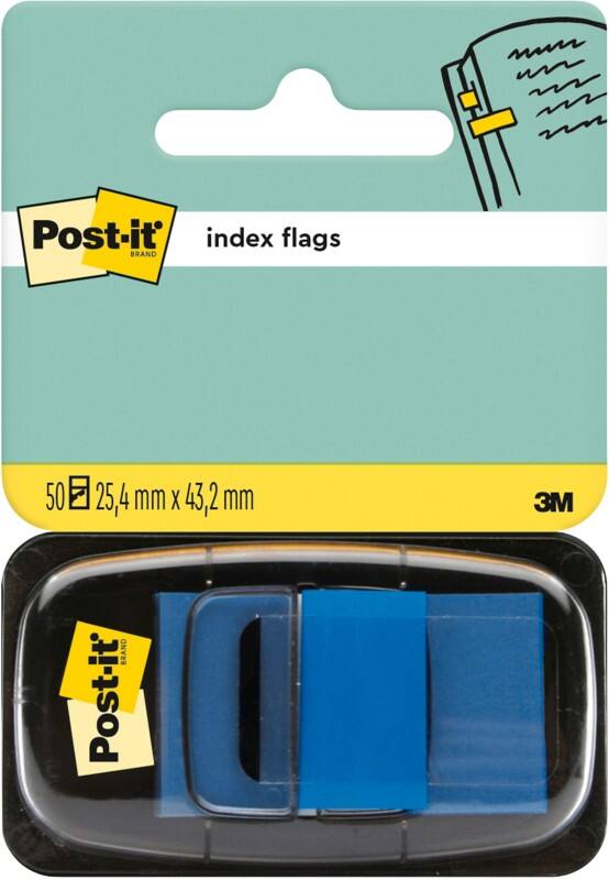 Index adhésifs Post-it Bleu 25,4 x 43,2 mm 50 Bandes