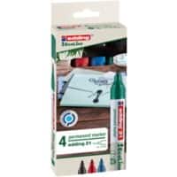 edding EcoLine 21 Permanentmarker  Medium Ronde punt 1,5 - 3 mm Kleurenassortiment Navulbaar Ja 4 Stuks