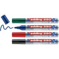 Edding 250 Whiteboardmarker Medium Ronde Punt Kleurenassortiment 4 Stuks