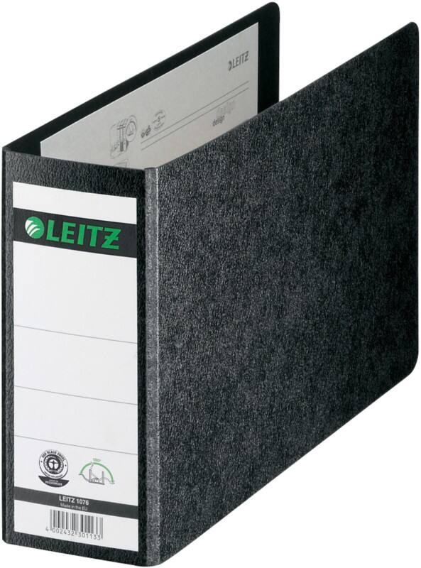 Leitz 180° Breed Classeur A5 80 mm Zwart 2 Ringen 1076 Karton Wolkenmarmer Liggend Gerecycled