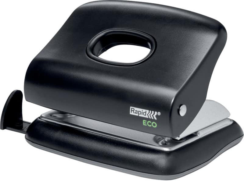 Rapid Eco 2 Gaten Perforator Kunststof, Metaal 20 Vellen Eco Zwart