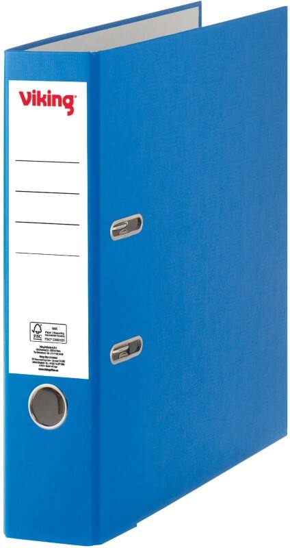 Classeur à levier Viking Large A4 75 mm Bleu 2 Anneaux Plastique Mat Portrait