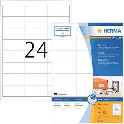 HERMA Inkjet-etiketten 4814 Wit 66 x 33,8 mm 100 Vellen à 24 Etiketten