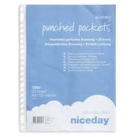 Pochette perforée Niceday Economy A4 Mat Transparent 55 microns Polypropylène Ouverture au-dessus 23 perforations 3357060 100 Unités