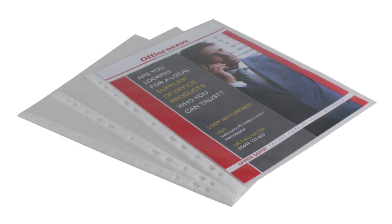 Office Depot Showtassen Standaard A4 Glashelder 11 Gaten 80 Micron 100 Stuks