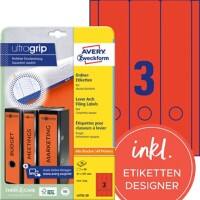 Étiquettes pour dos de classeurs Avery Ultragrip L4752-20 Rouge A4 61 mm 20 Feuilles de 3 Étiquettes