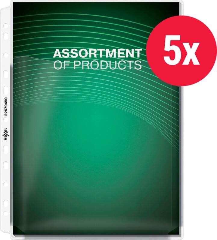 Rexel Showtassen A4 Generfd Transparant 170 micron PVC (Polyvinylchloride) Boven 11 Gaten 5 Stuks