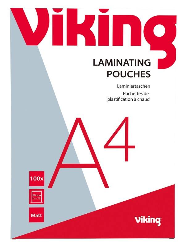 Viking Lamineerhoezen A4 Mat 75 (2 x 75 micron) Transparant 100 Stuks 