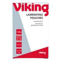 Pochette de plastification Viking Carte de visite & Carte de crédit Brillant 125 microns (2 x 125) Transparent 100 Unités