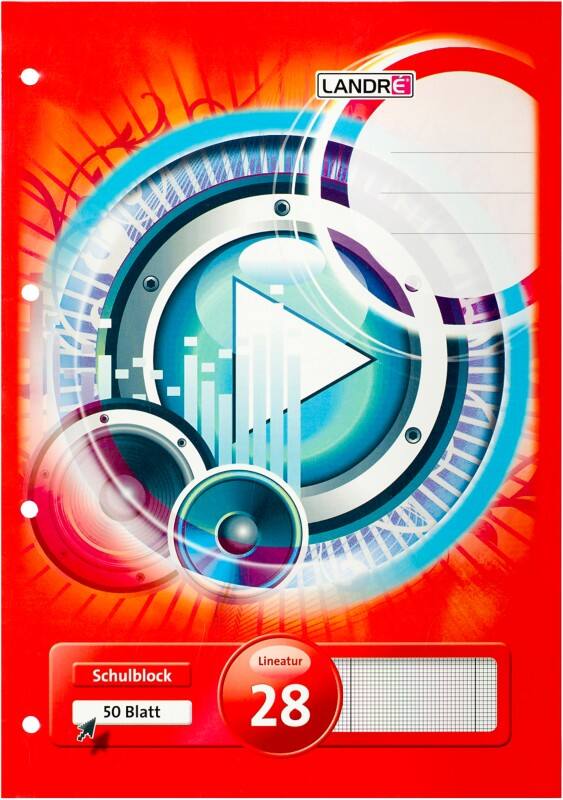 Bloc-notes LANDRÉ A4 Rouge Reliure supérieure Couverture en carte Quadrillé Collé 50 feuilles