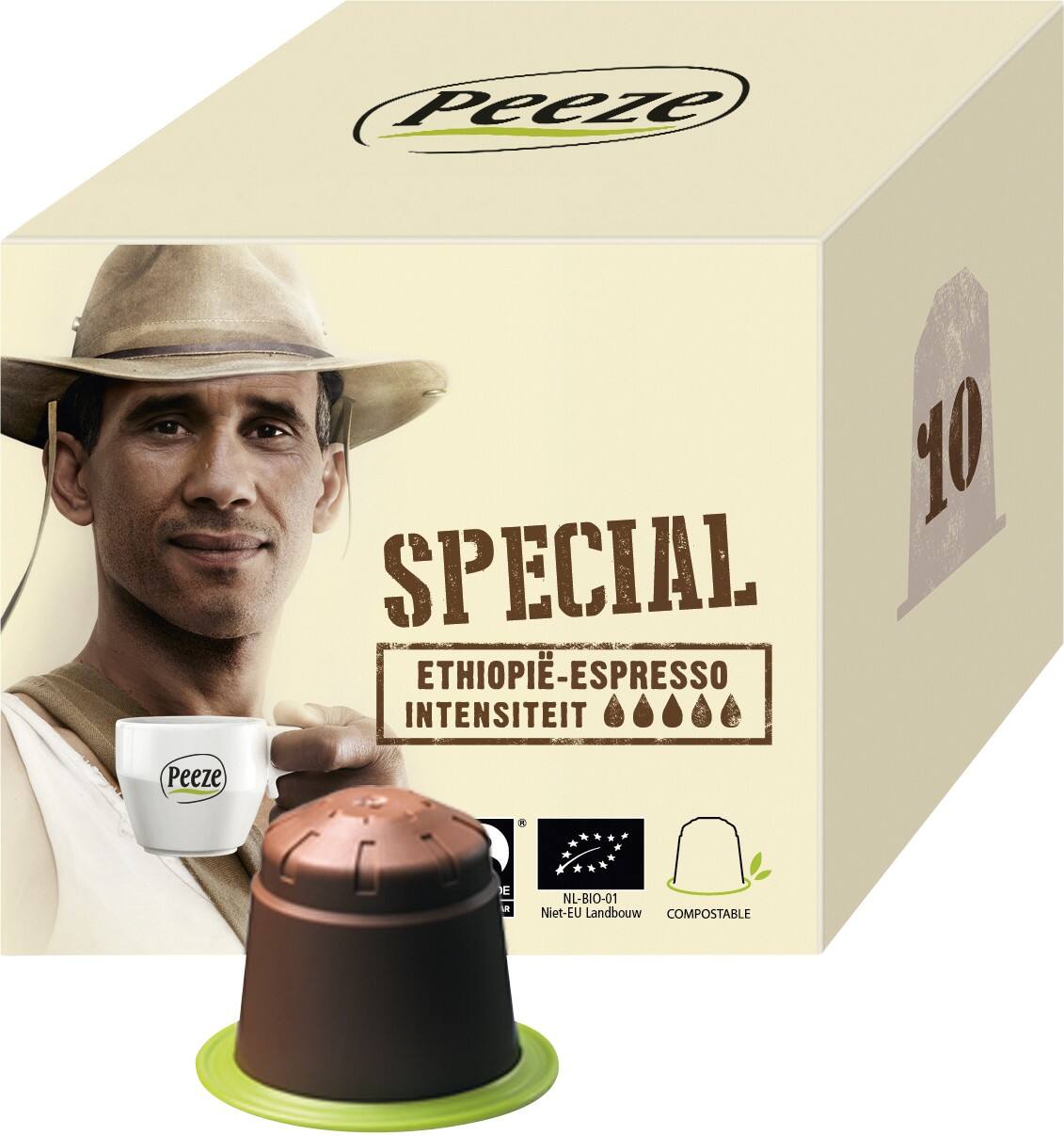 PEEZE Special Sidamo Espresso Koffiecups 10 Stuks à 9 g