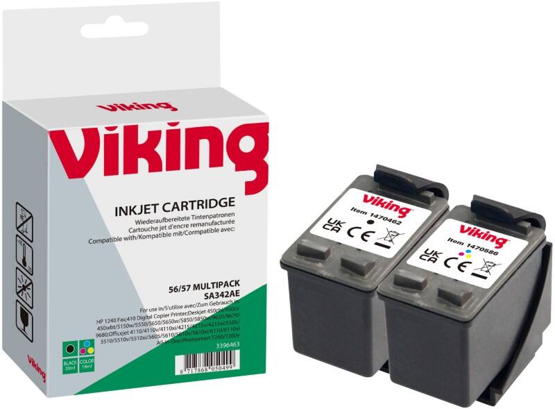 Cartouche jet d'encre Viking 56 / 57 Compatible HP 56, 57 Noir et 3 Couleurs SA342AE 2 Unités