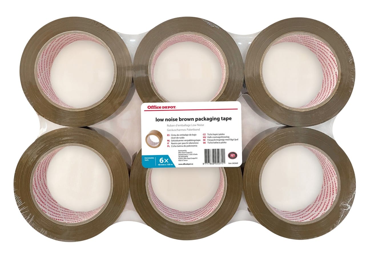 Ruban adhésif d’emballage Office Depot 48mm x 100m Marron 6 rouleaux