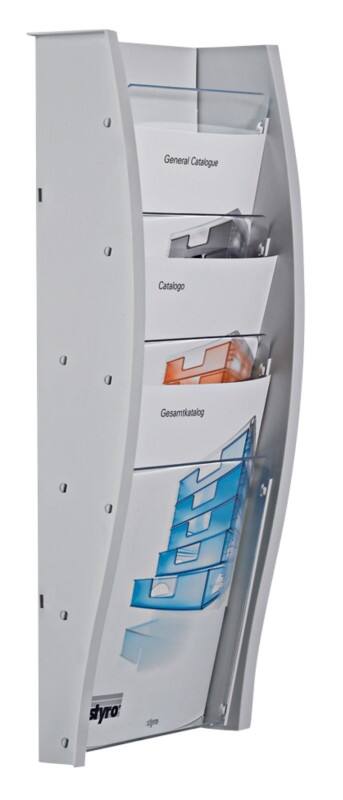 Styro styrodisplay A5 Folderhouder Wandmontage Lichtgrijs 128-350,02801 20,9 x 10,4 x 57,7 cm