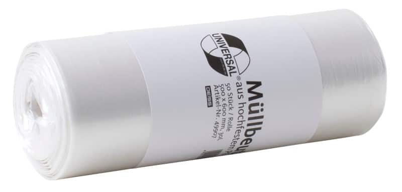 Sac-poubelle Universal Déchets légers DEISS 30 L Transparent HDPE (Polyéthylène renforcé haute densité) 5 microns 50 Unités
