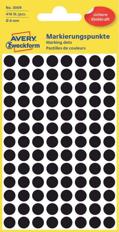 Avery Markeringspunten 3009 Klevend Speciaal Zwart 4 Vellen à 104 Etiketten