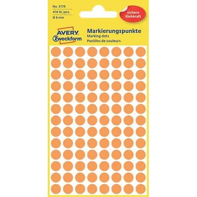 AVERY Zweckform 3178 Markeringspunten Speciaal Neon oranje 4 Vellen à 104 Etiketten