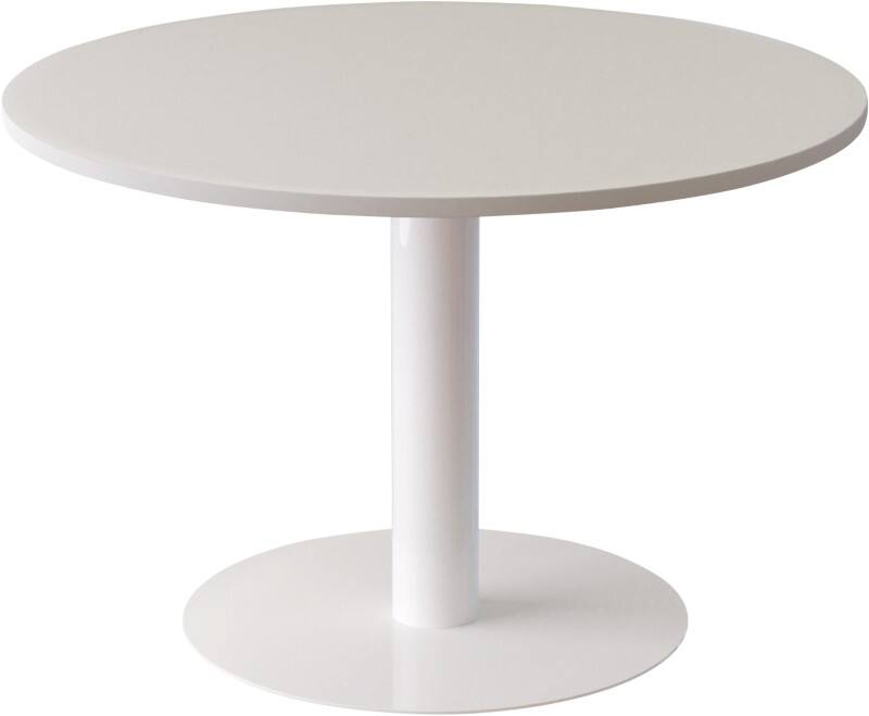 Table ronde meet powered by PAPERFLOW Acier, Mélaminé Blanc 1150 x 1150 x 750 mm