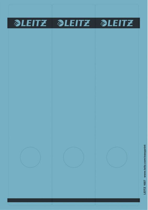 Leitz PC Printbare Zelfklevende Rugetiketten 1687 Lang Voor Leitz 1080 Ordners Blauw 62 x 285 mm 75 Stuks