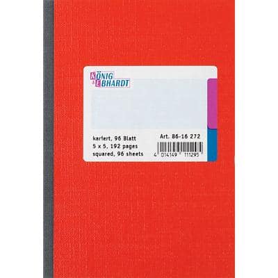 König & Ebhardt notitieboek rood geruit A6 70 g/m² 96 vellen