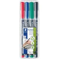 STAEDTLER Lumocolor Niet permanente OHP Marker Extra Fijn Ronde Punt Kleurenassortiment 4 Stuks