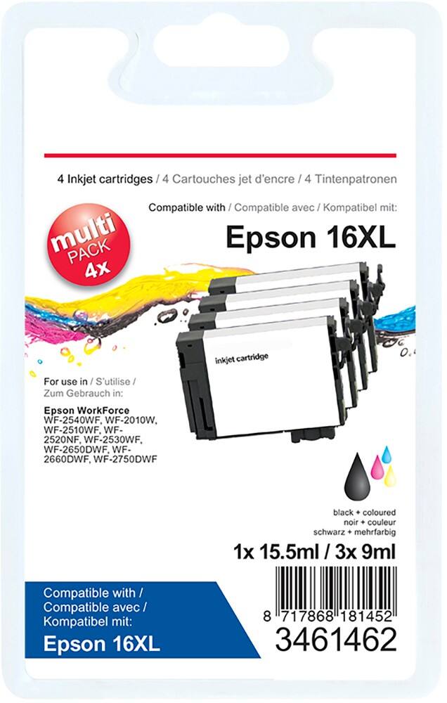 Office Depot Compatibel Epson 16XL Inktcartridge C13T16364012 Zwart, cyaan, magenta geel 4 Stuks