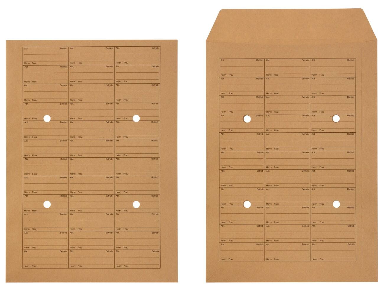 Enveloppes pour courrier interne B4 110 g/m² Brun Sans Fenêtre Boucles 250 Unités