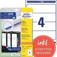 AVERY Zweckform UltraGrip Ordnerrugetiketten L4761-25 Zelfklevend A4 Wit 6,1 x 19,2 cm 25 Vellen à 4 Etiketten