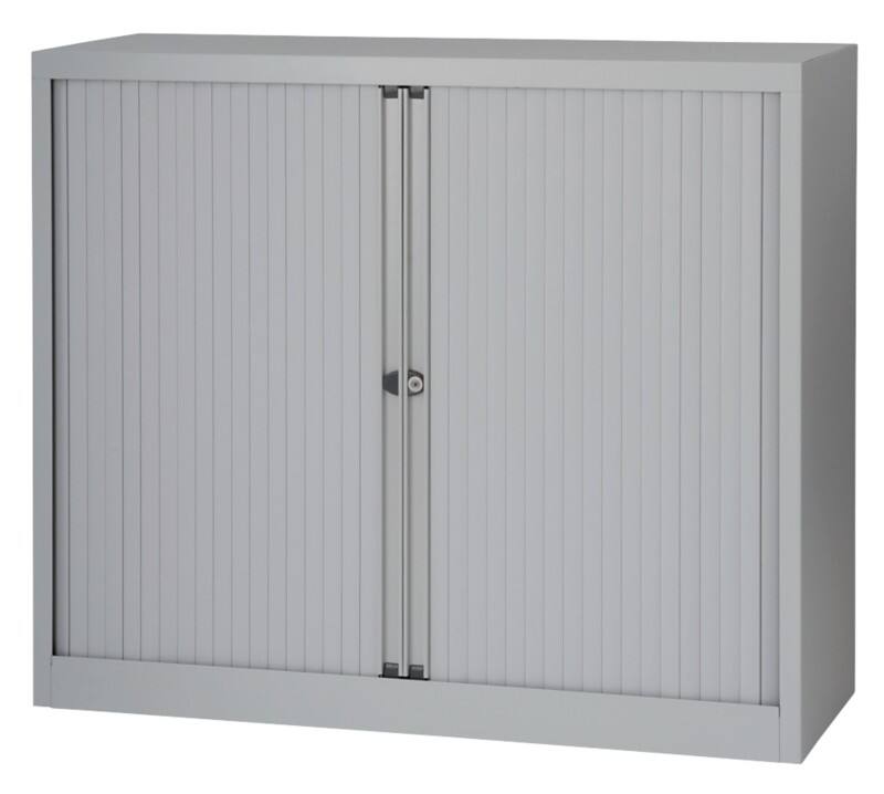 Armoire à portes coulissantes Bisley EuroTambour Acier 2 Étagères 1200 x 430 x 1029 mm Gris