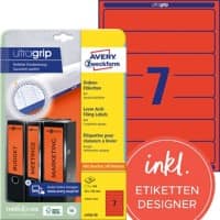 AVERY Zweckform Klasseurrugetiketten Ultragrip L4762-20 Rood A4 192 x 38 mm 20 Vellen à 7 Etiketten