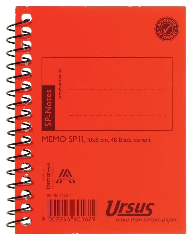 Ursus Style Schrijfblok Speciaal Geruit Spiraal gebonden Karton Rood Niet geperforeerd  96 Pagina's 48 Vellen