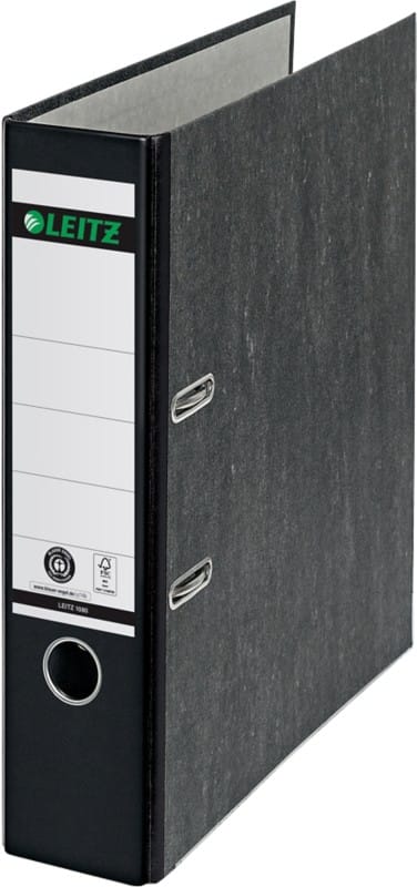 Leitz 180° Breed Classeur A4 82 mm Zwart 2 Ringen 1080 Karton Wolkenmarmer Staand Gerecycled