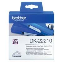 Rouleau d’étiquettes Brother DK-22210 d’origine en continu Autocollantes Noir sur blanc 29 mm x 30,5 m