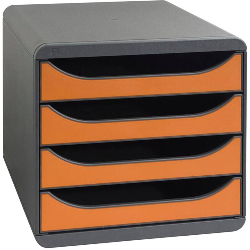 Module à tiroirs Exacompta PS (Polystyrène) Noir, orange 4 Tiroirs 27,8 x 34,7 x 26,7 cm