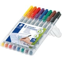 STAEDTLER Lumocolor 315 Overheadmarker Medium Ronde punt 1 mm Kleurenassortiment Navulbaar 8 Stuks