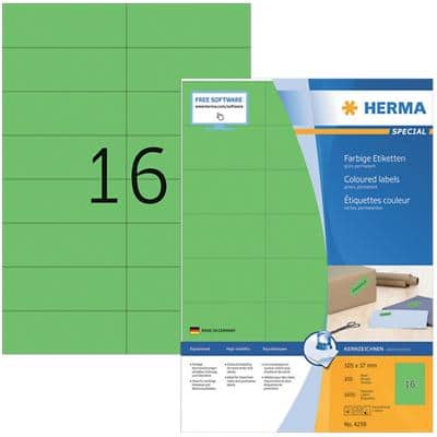 HERMA 4259 Multifunctionele Etiketten SuperPrint Groen Rechthoekig 1600 Etiketten per pak