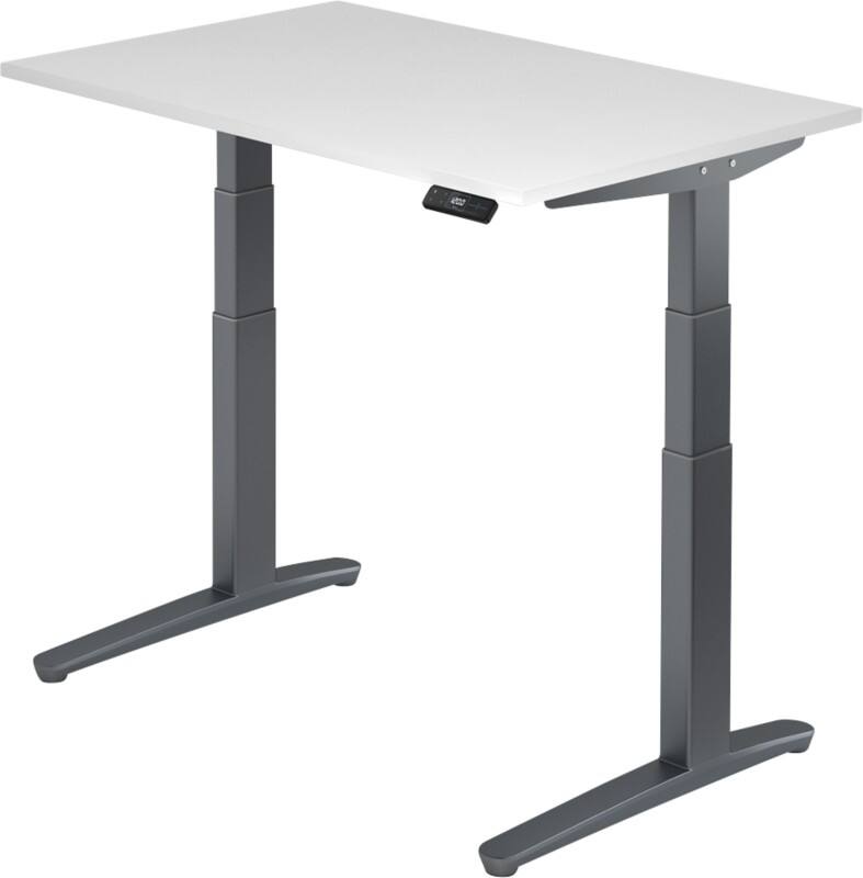 Hammerbacher XBHM VXBHM Elektrisch hoogteverstelbaar Zit-sta-bureau Rechthoekig Wit C-Voet 1.200 (B) x 800 (D) x 1.290 (H) mm Spaanplaat, Staal, Aluminium