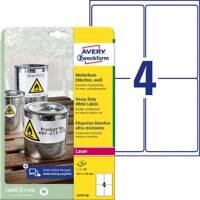 AVERY Zweckform L4774-20 Weerbestendige labels A4 Wit 99,1 x 139 mm 20 Vellen van 4 etiketten