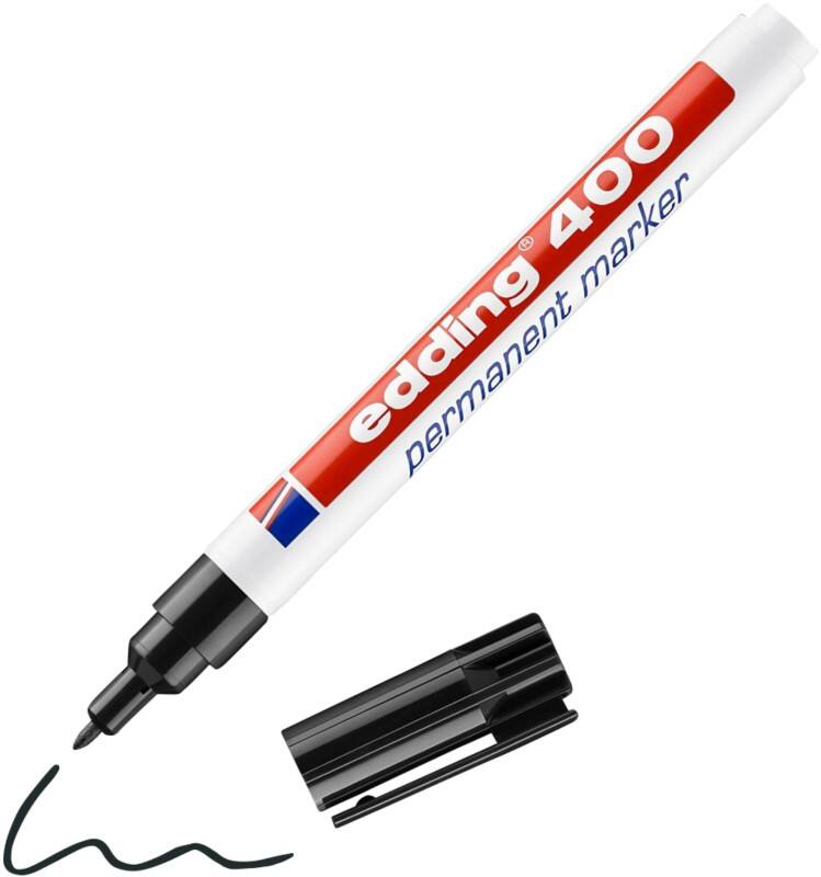 Marqueur permanent edding 400 Fin Ogive - 1 mm Noir Rechargeable Résistant à l'eau