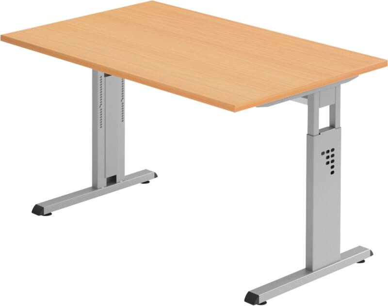 Bureau Hammerbacher Matrix VOS Hauteur ajustable Rectangulaire Hêtre C-Pied 1200 (L) x 800 (P) x 850 (H) mm Acier, Aggloméré