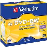Verbatim DVD+RW 4.7 GB 5 Stuks